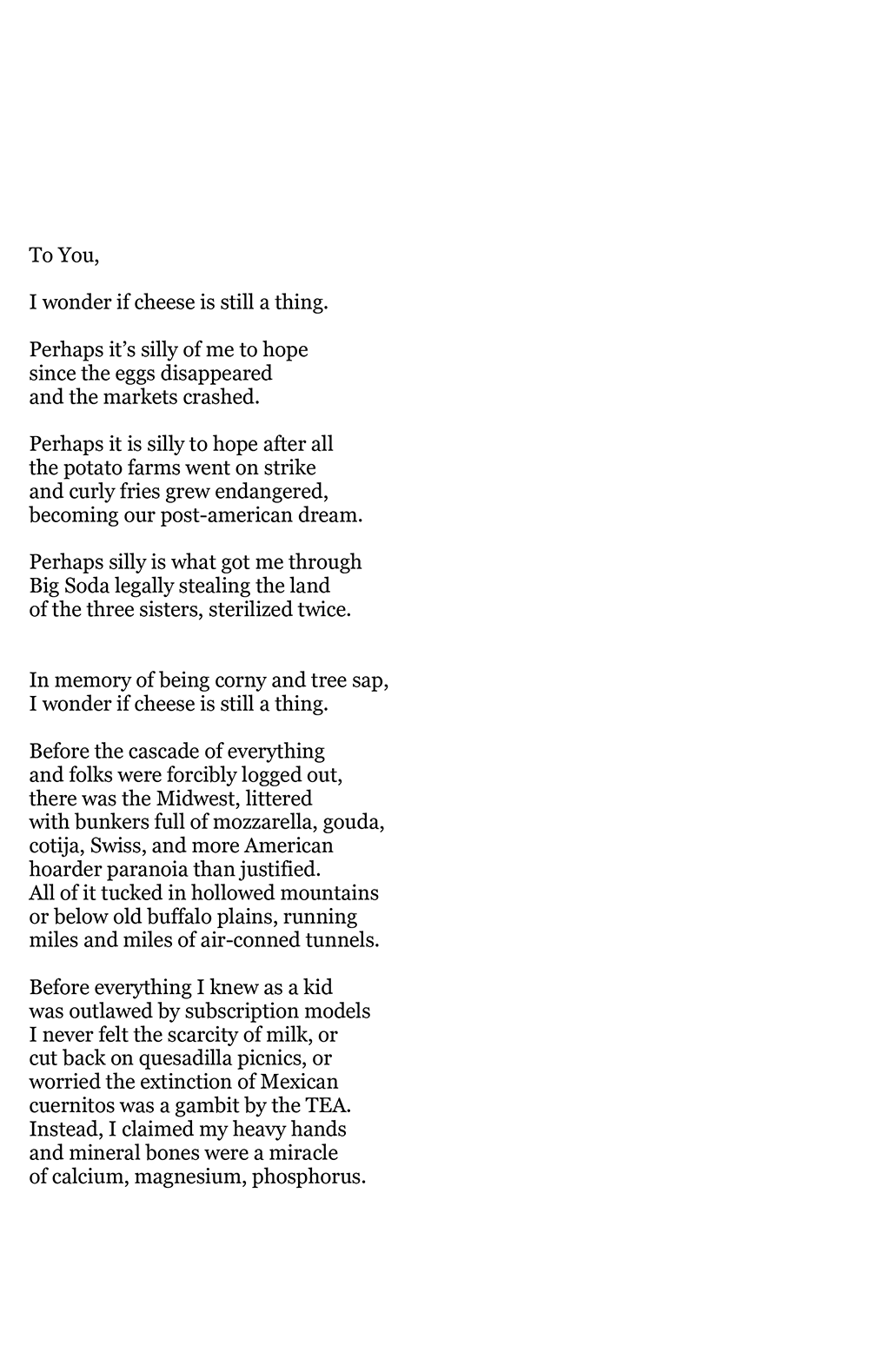 Page 4 of "Letter to My Future Archeologist" by Julio Cesar Diaz