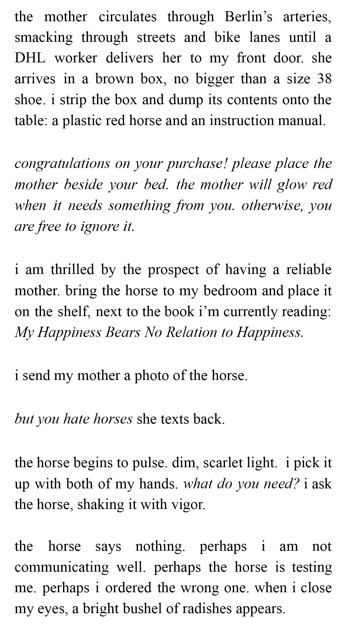 Text of poem "I order a new mother in the mail"
